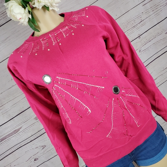 hanes her way pink medium spider web sweatshirt ( 5 for $20 ) - Picture 5 of 8